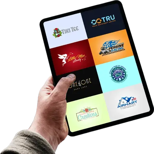 Professional logo design shown on a laptop